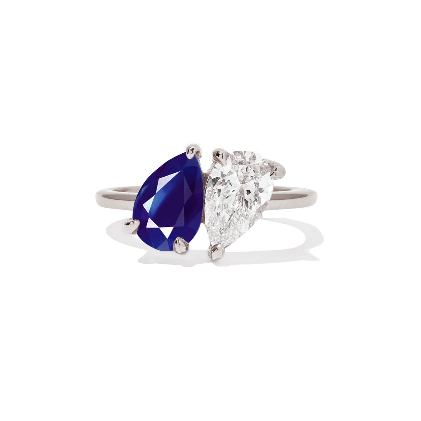 Pear Shaped Sapphire & Diamond Toi et Moi Ring