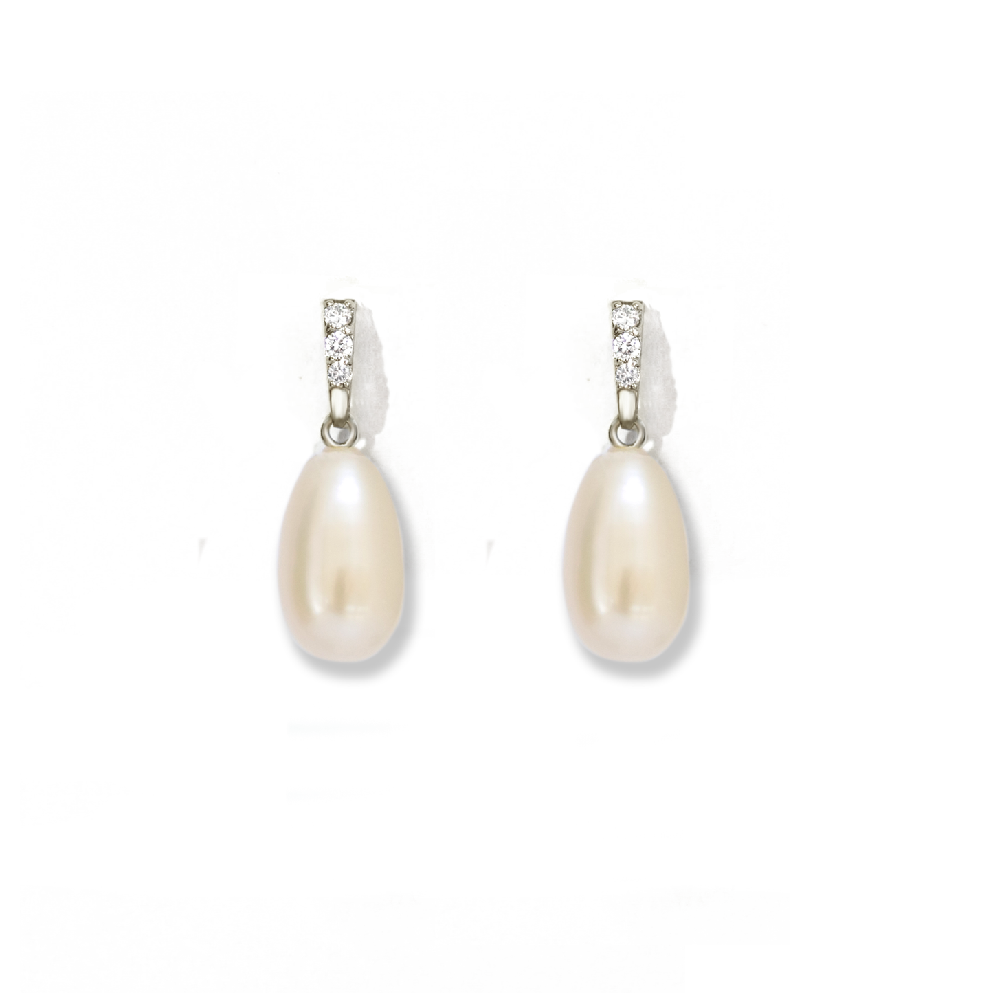 Pearl & Diamond Drop Earrings