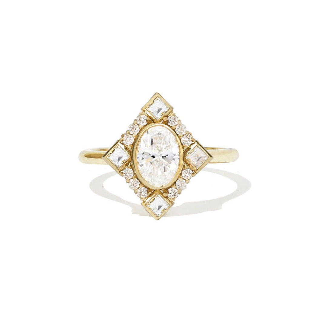 Oval Bezel Diamond Mosaic Ring