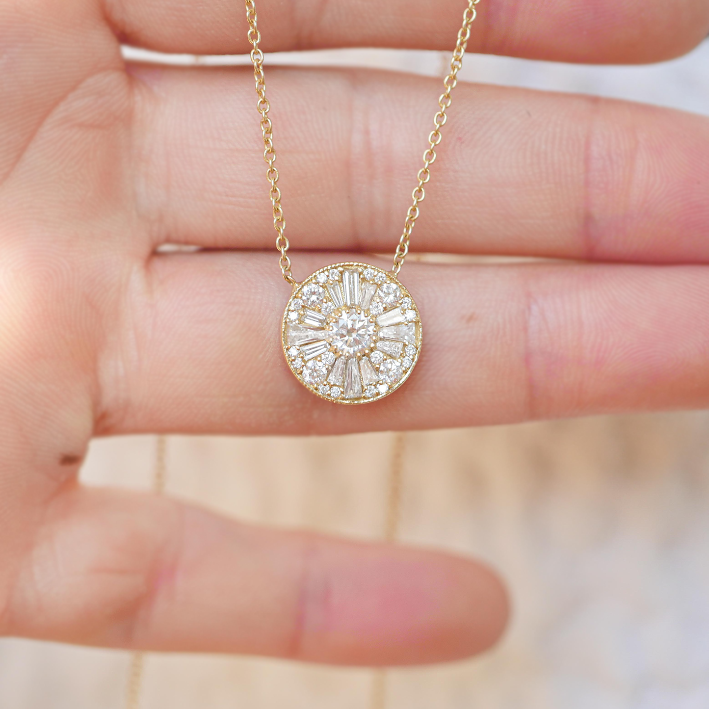 Round Shape Brilliant Cut Diamond Mosaic Pendant