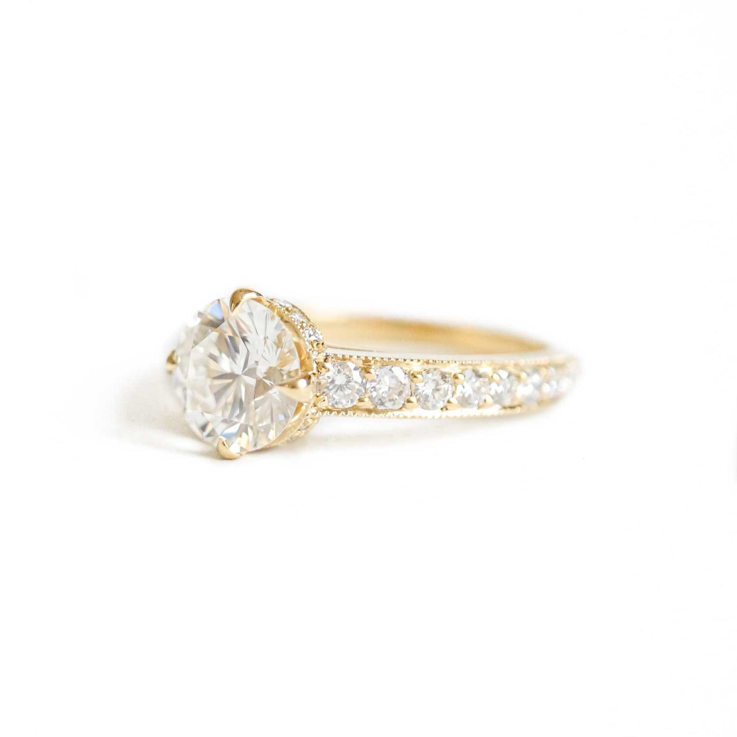 Custom Round Brilliant Pavé Surprise Diamond Engagement Ring