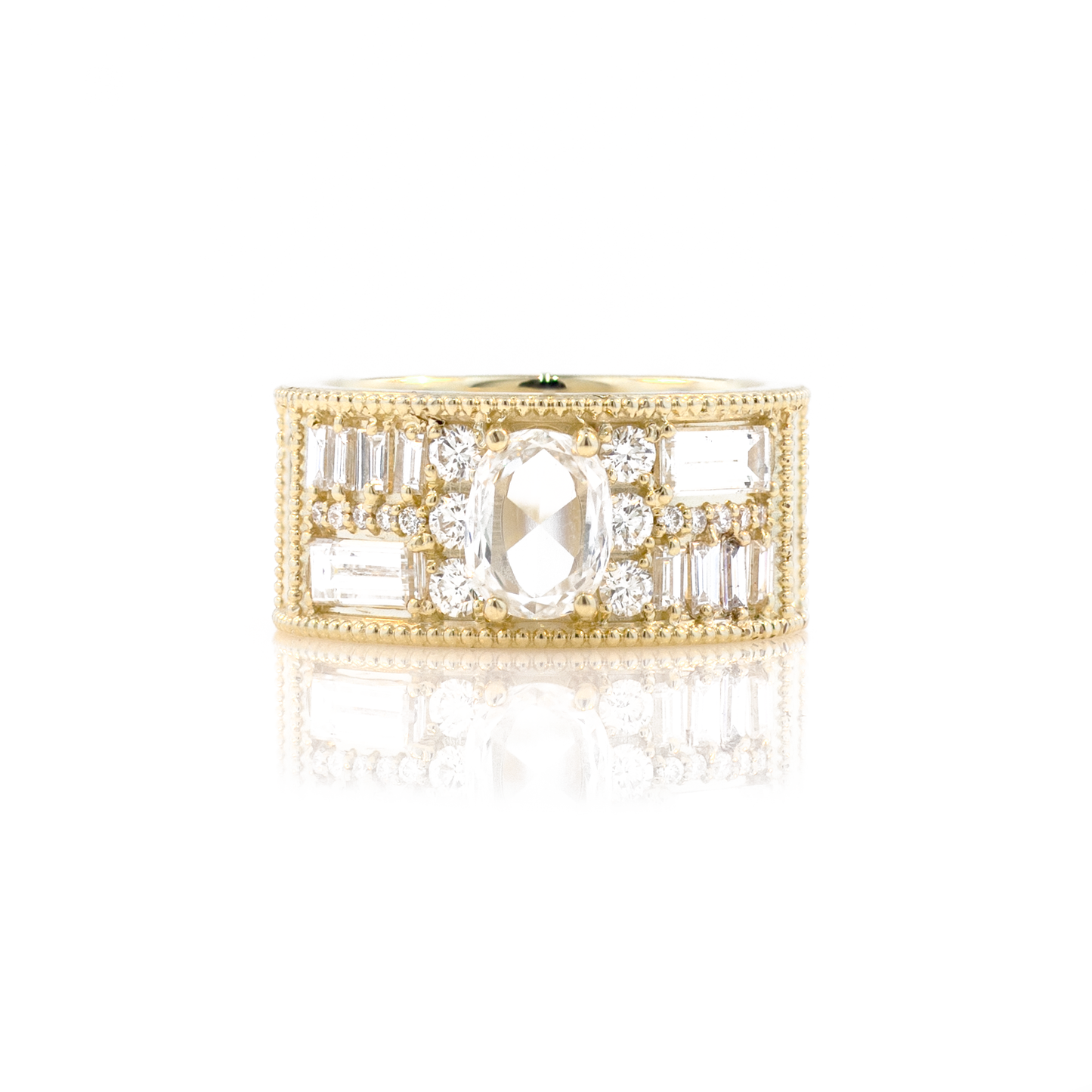 Custom Rose Cut Oval Diamond Ring