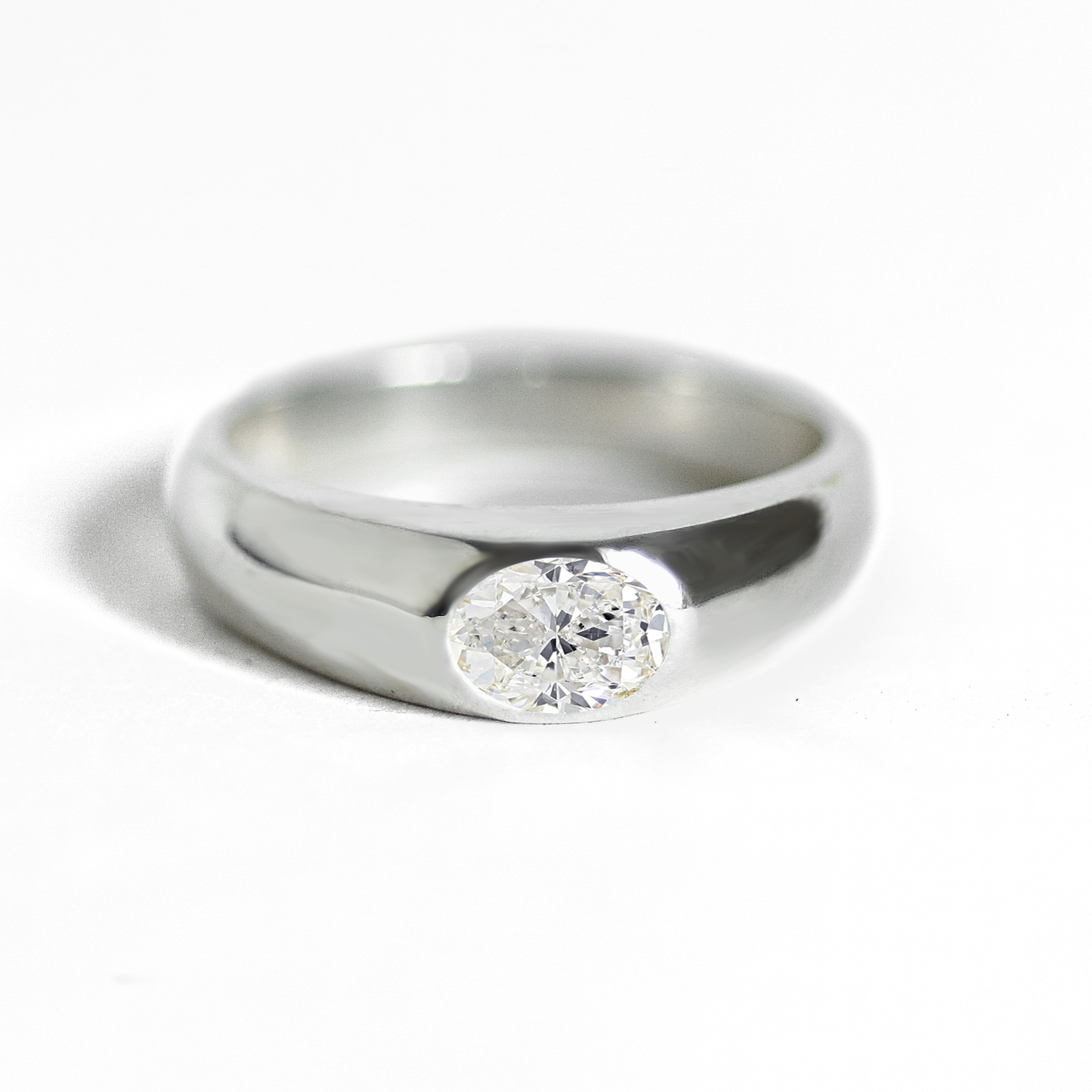 Oval Diamond Signet Ring