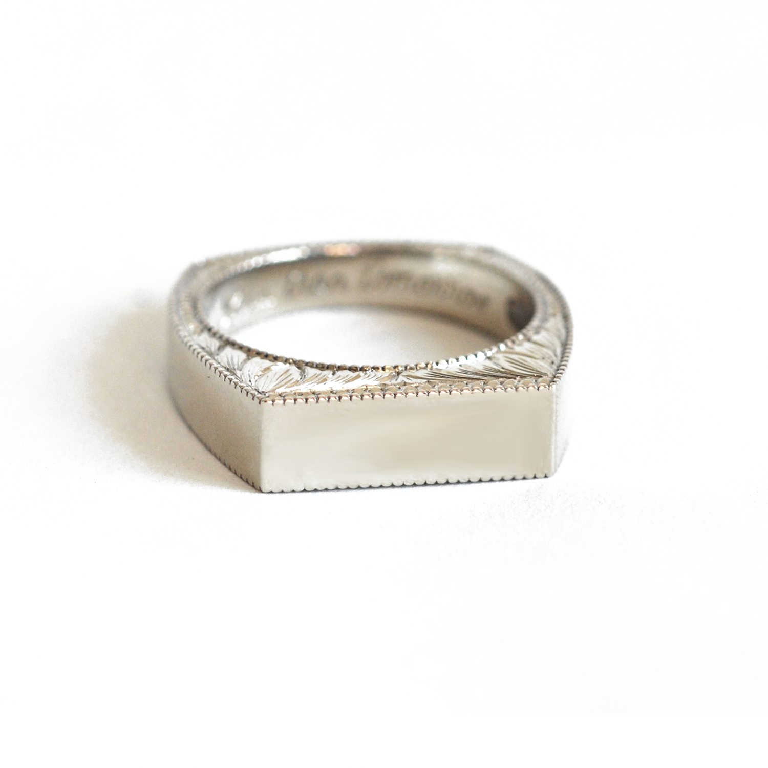 Custom Square Engraved Mens Wedding Ring