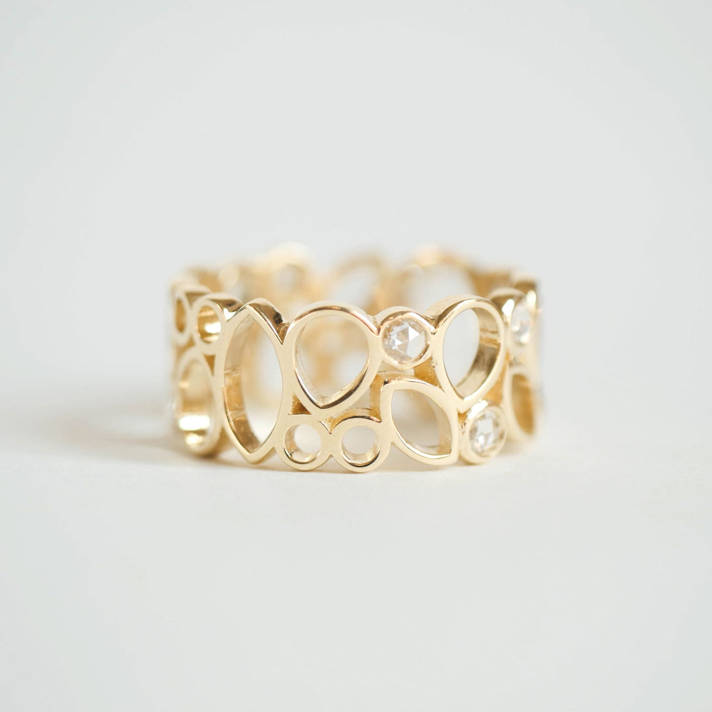 Custom Wide Oval Rose Cut Diamond Multi Shape Ring