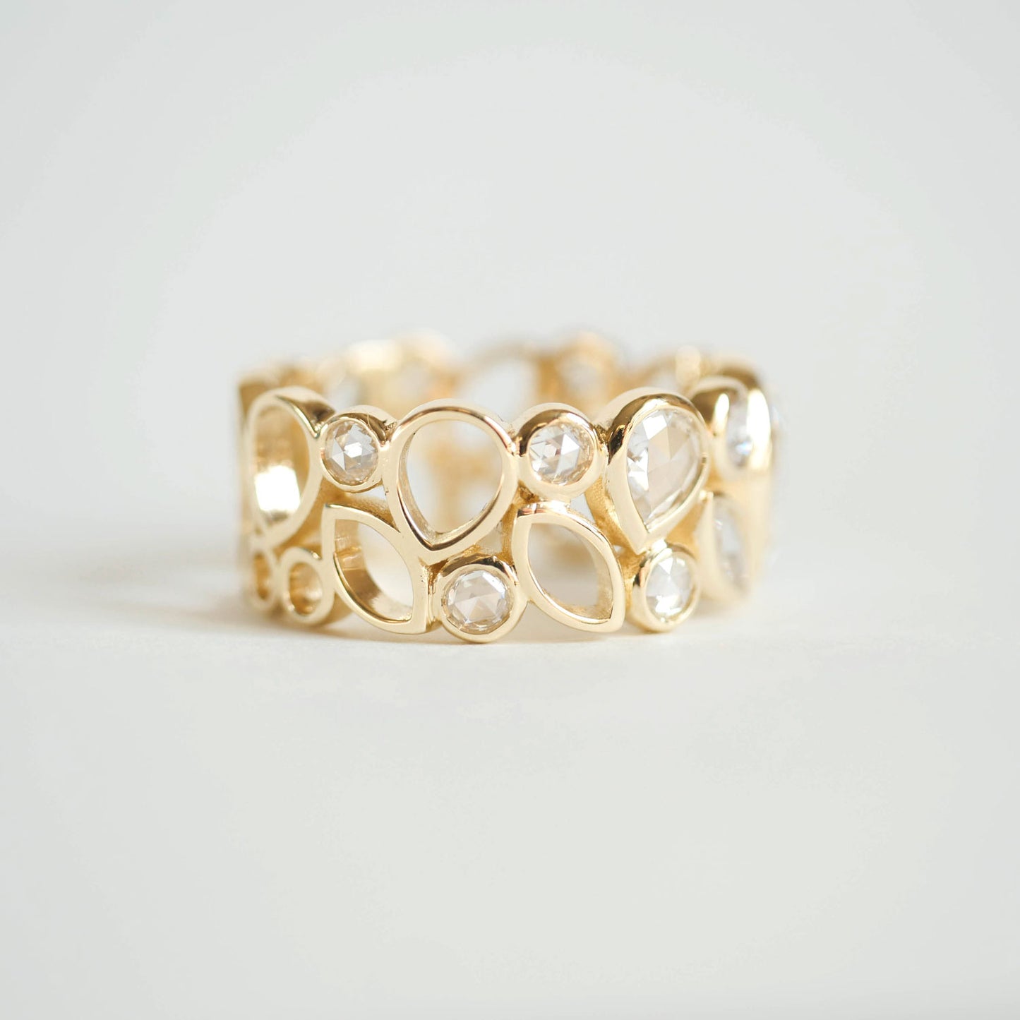 Custom Wide Oval Rose Cut Diamond Multi Shape Ring