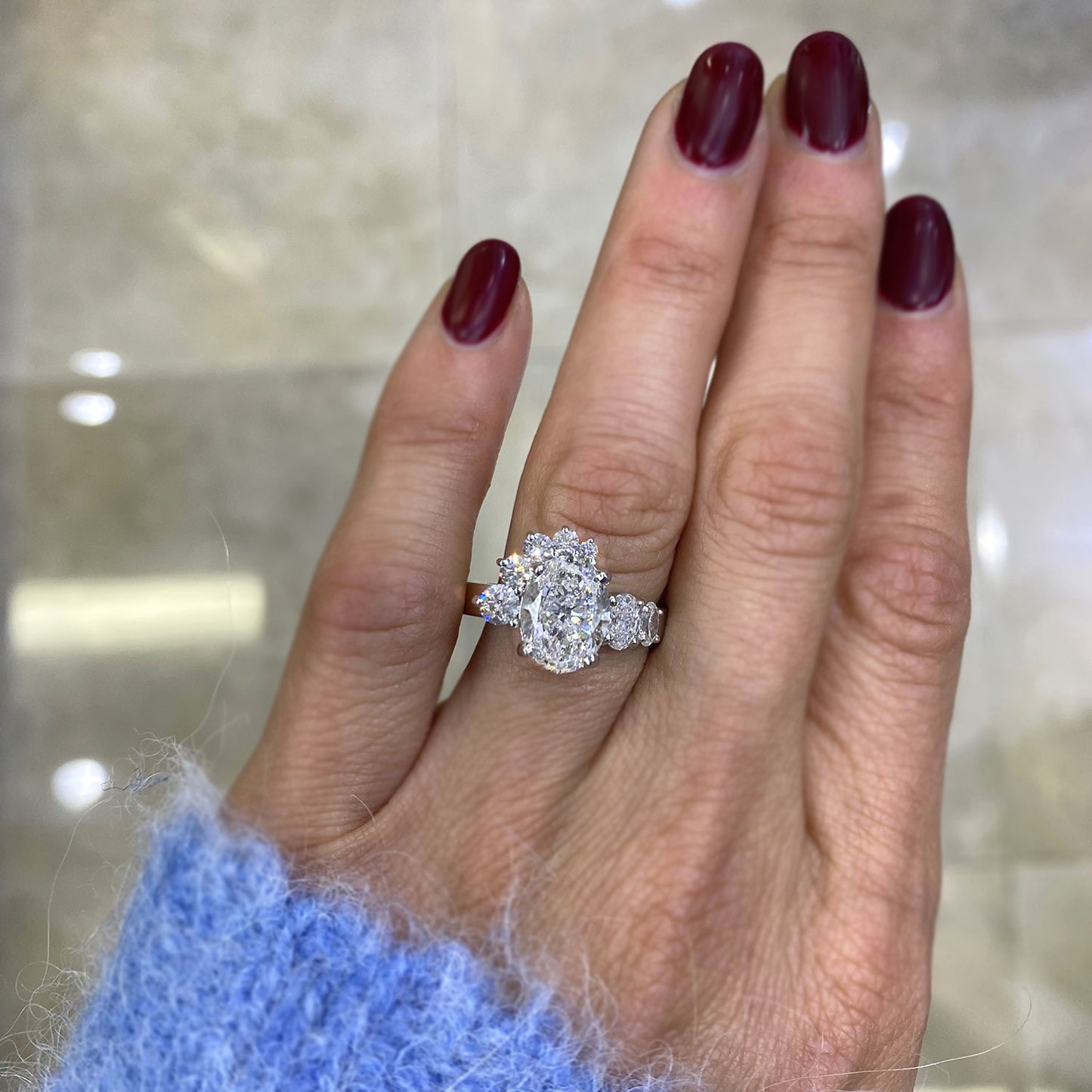 Custom Oval Diamond Cluster Ring