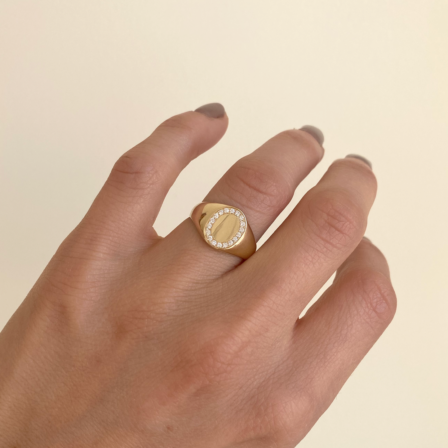 Gold Pavé Diamond Signet Ring