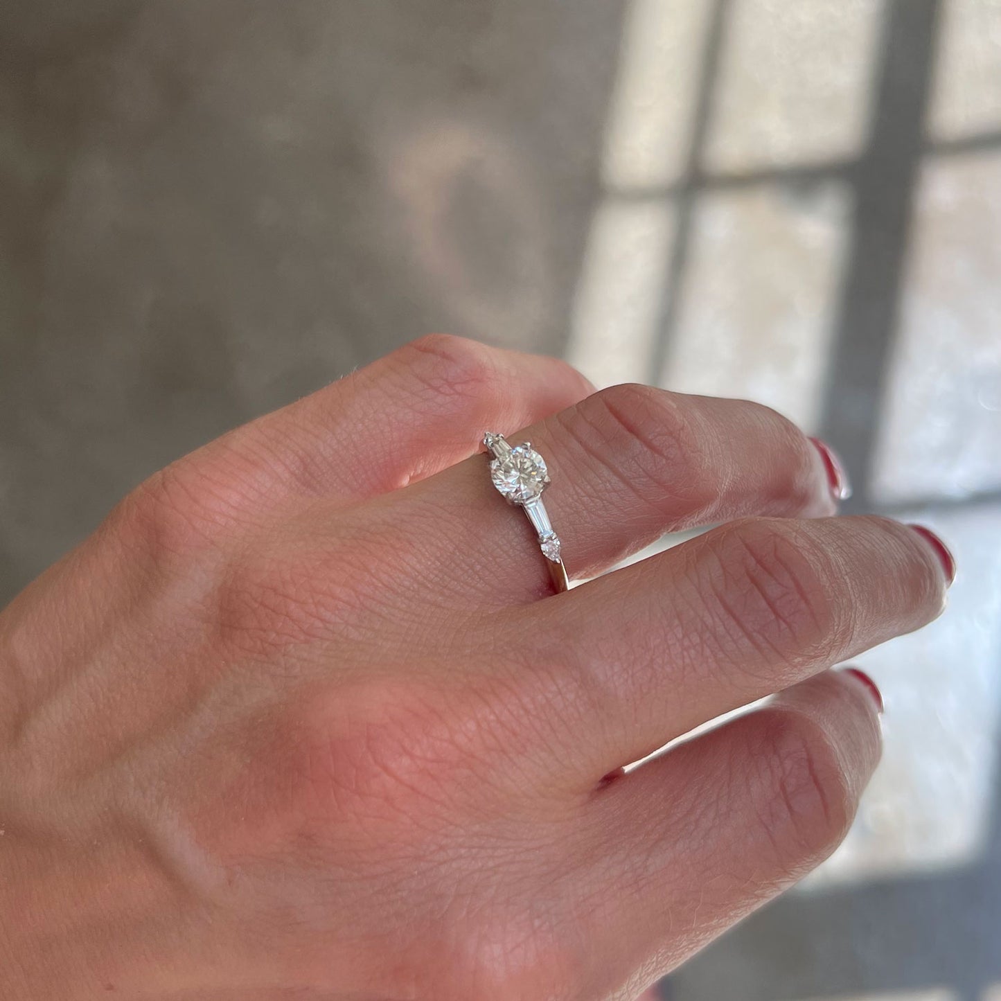 Custom Round Baguette & Pear Diamond Ring