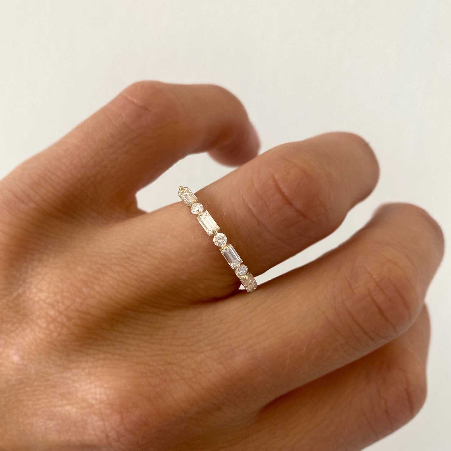 Floating Baguette & Round Diamond Ring