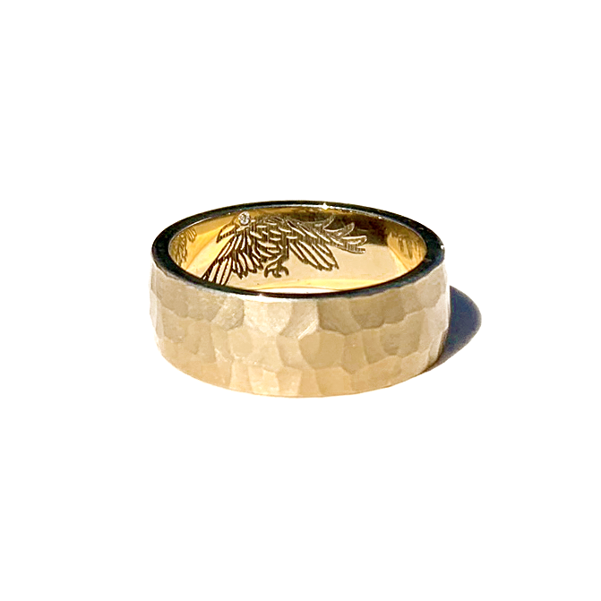 Custom Hammered Satin Wedding Ring with Surprise Engraving