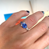 Custom Round Blue Sapphire & Diamond Cluster Mosaic Engagement Ring
