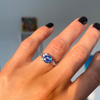 Custom Round Blue Sapphire & Diamond Cluster Mosaic Engagement Ring