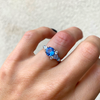 Custom Round Blue Sapphire & Diamond Cluster Mosaic Engagement Ring
