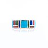 Custom Turquoise & Stone Inlay Couples Wedding Ring Set