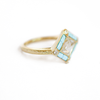 Custom Rose Cut Kite Shaped Diamond Ring with Turquoise Halo