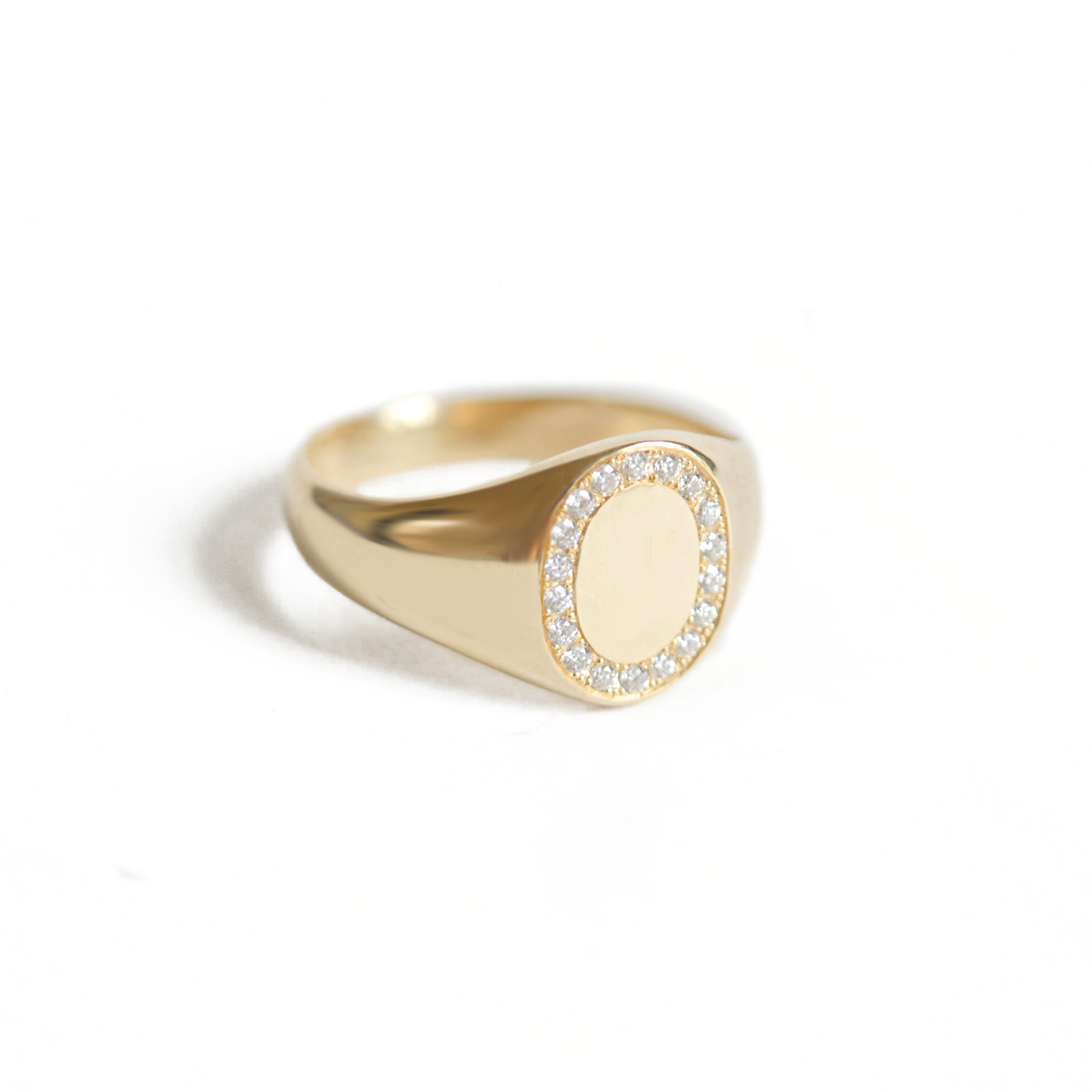 Gold Pavé Diamond Signet Ring