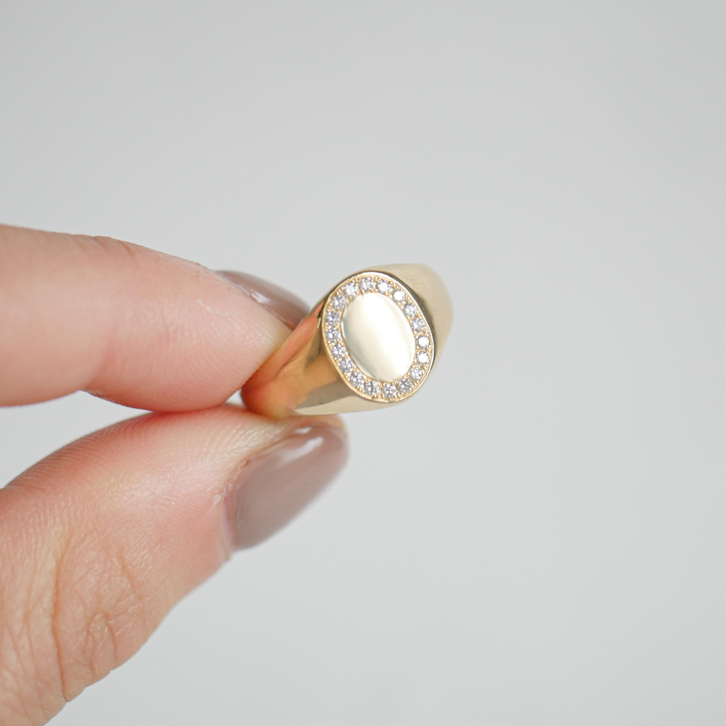 Gold Pavé Diamond Signet Ring