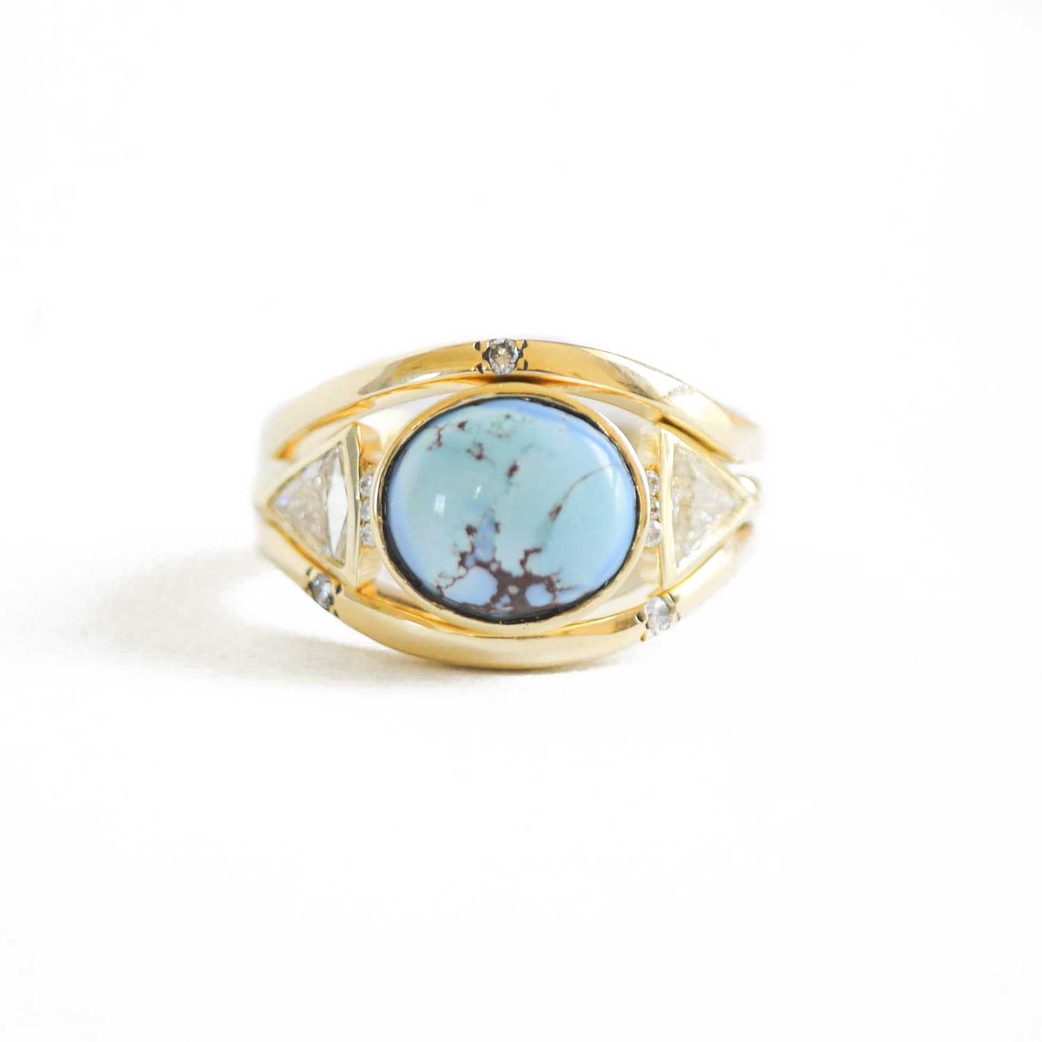 Custom Turquoise & Diamond Stacking Ring Set