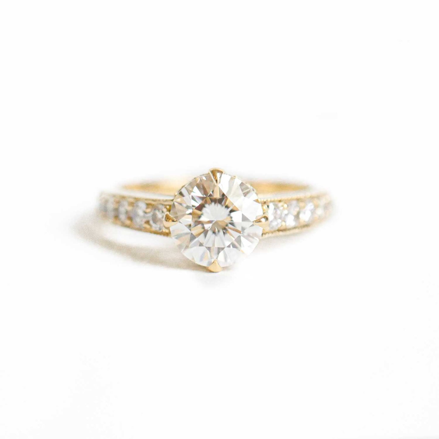 Custom Round Brilliant Pavé Surprise Diamond Engagement Ring