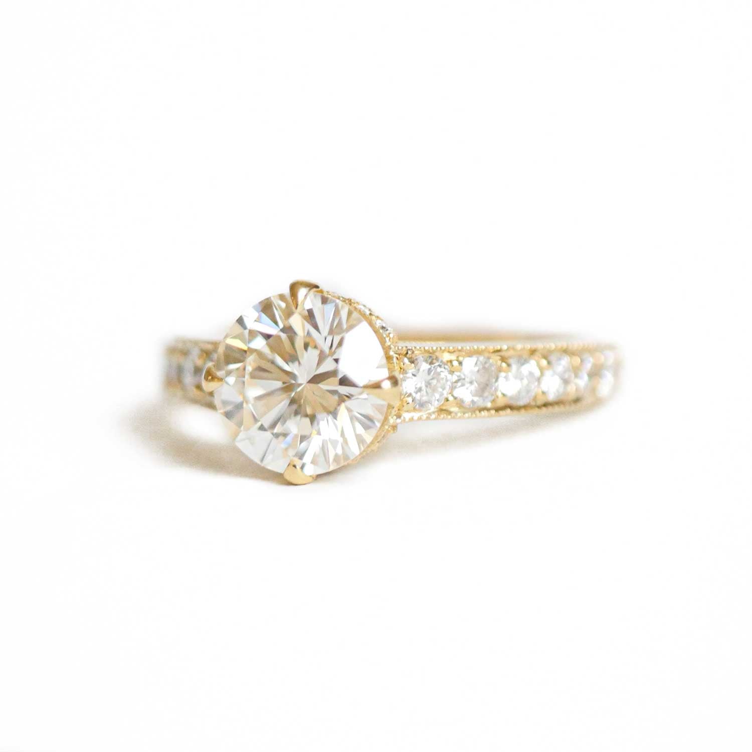 Custom Round Brilliant Pavé Surprise Diamond Engagement Ring