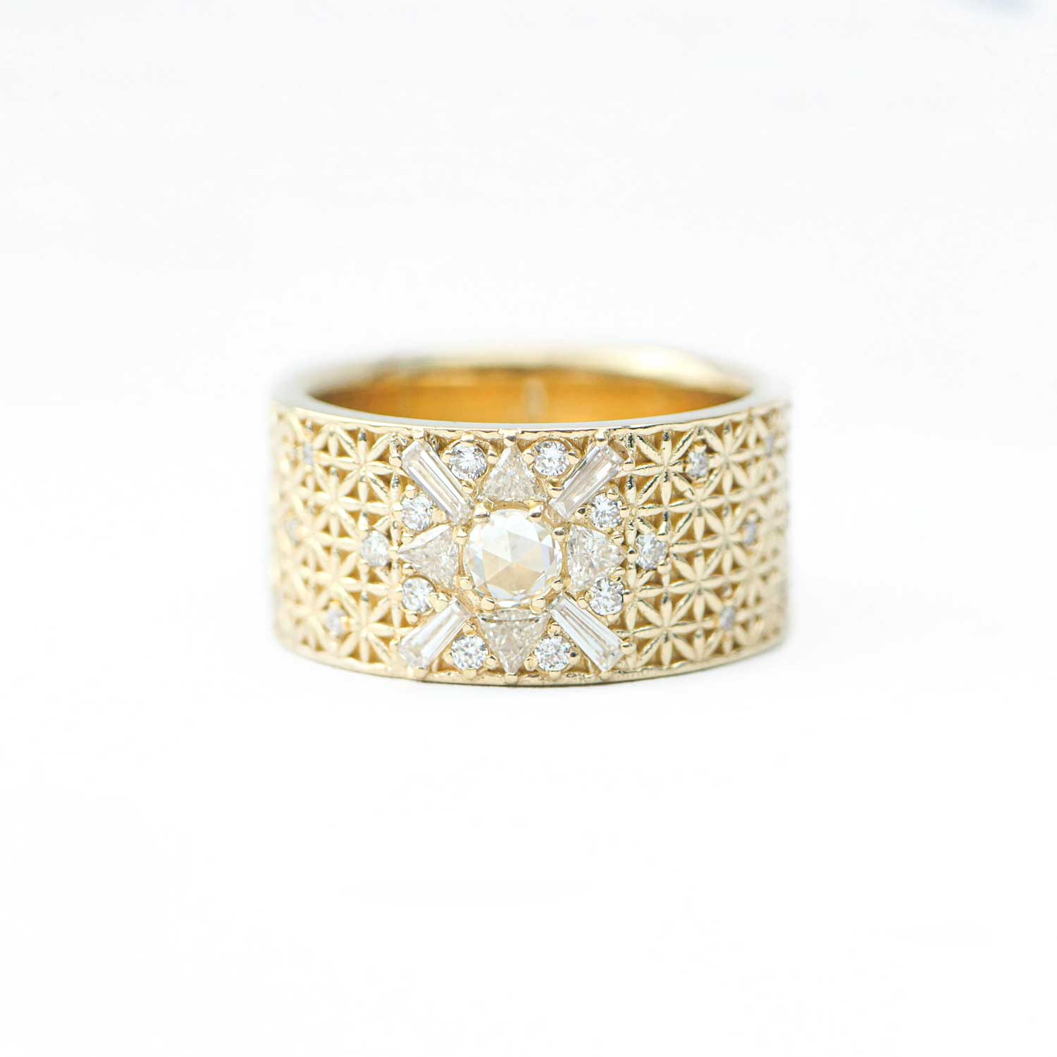 Custom Antique Star Wide Diamond RIng