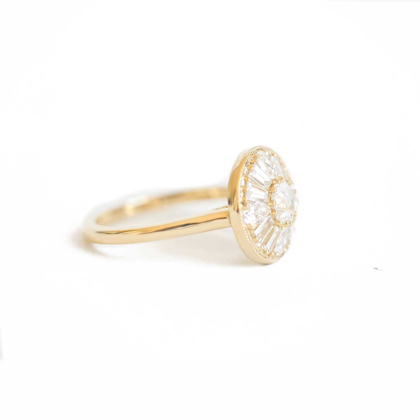 Pear & Round Rose Cut Diamond Mosaic Ring