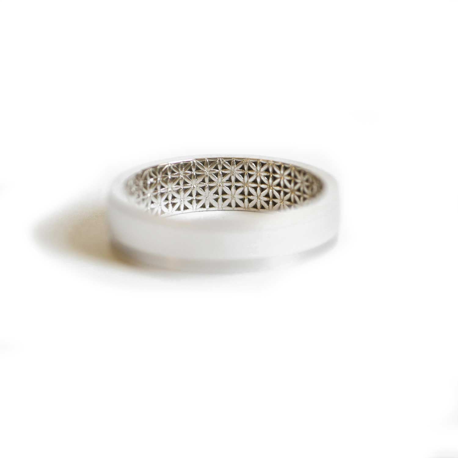 Custom Satin Finish Antique Star Interior Mens Wedding Band