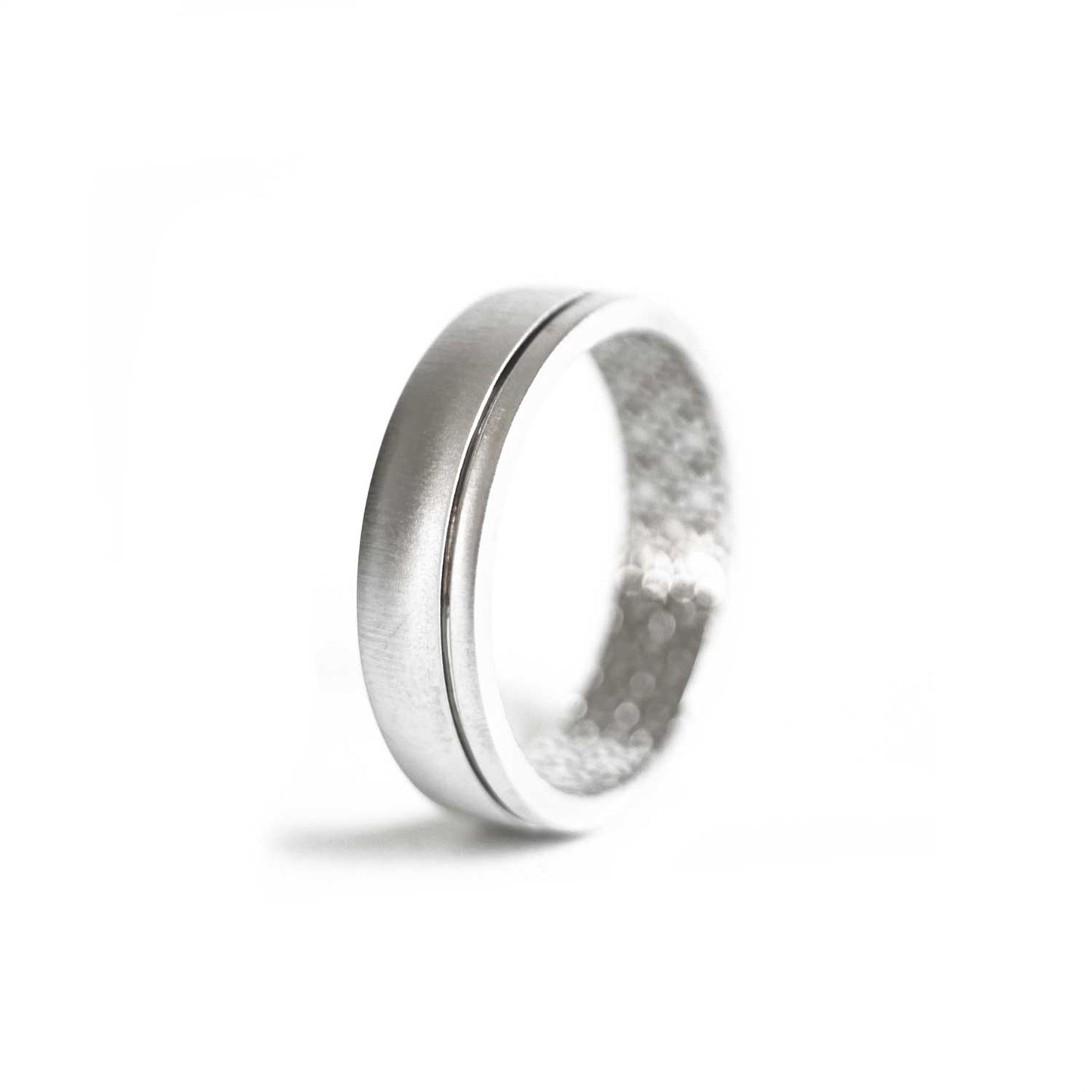 Custom Satin Finish Antique Star Interior Mens Wedding Band