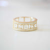 Asscher Cut Wide Diamond Mosaic Ring