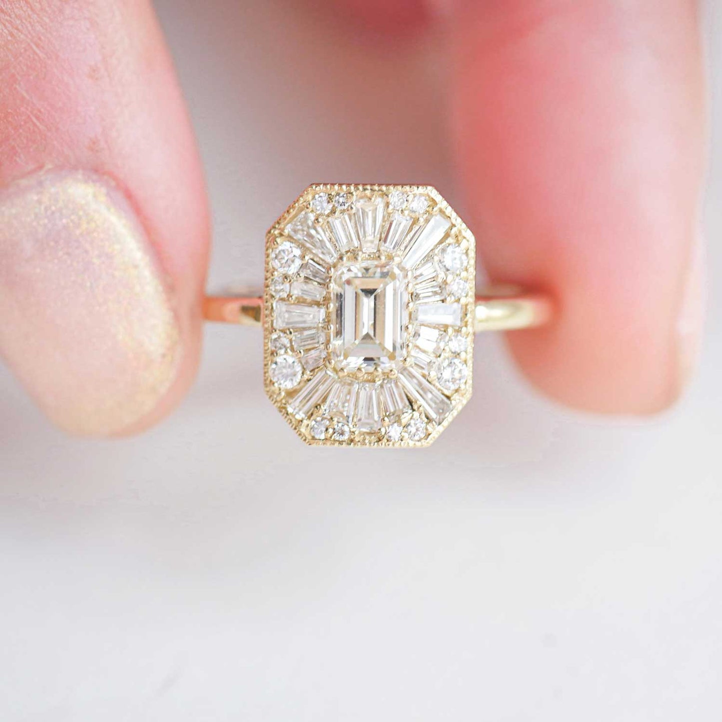 Emerald Cut Ballerina Diamond Mosaic Ring