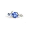 Custom Round Blue Sapphire & Diamond Cluster Mosaic Engagement Ring