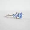 Custom Round Blue Sapphire & Diamond Cluster Mosaic Engagement Ring