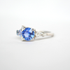 Custom Round Blue Sapphire & Diamond Cluster Mosaic Engagement Ring