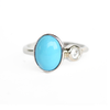 Custom Oval Turquoise & Rose Cut Diamond Engagement Ring