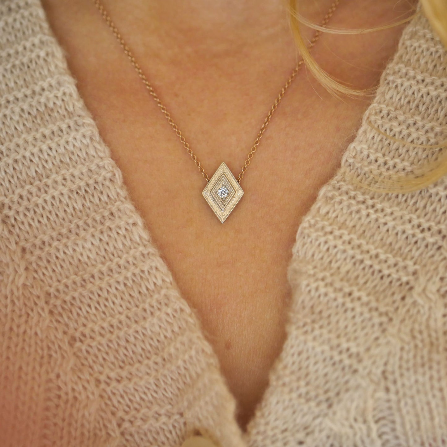 Engraved Diamond Pendant