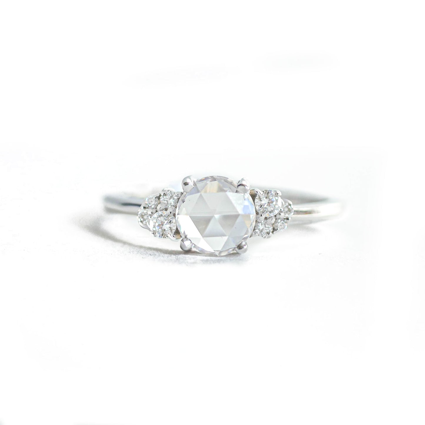Custom Rose Cut Diamond Cluster Engagement Ring