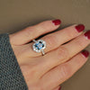 Custom Emerald Cut Teal Sapphire Deco Halo Engagement Ring