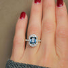 Custom Emerald Cut Teal Sapphire Deco Halo Engagement Ring