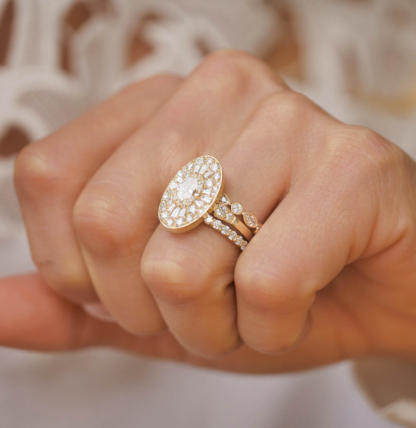 Custom Marquise & Round Eternity Diamond Wedding Ring