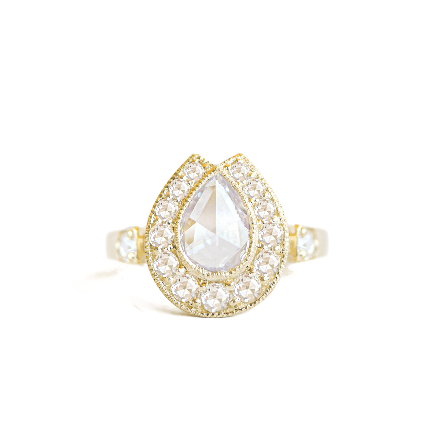 Custom Rose Cut Diamond Horseshoe Ring