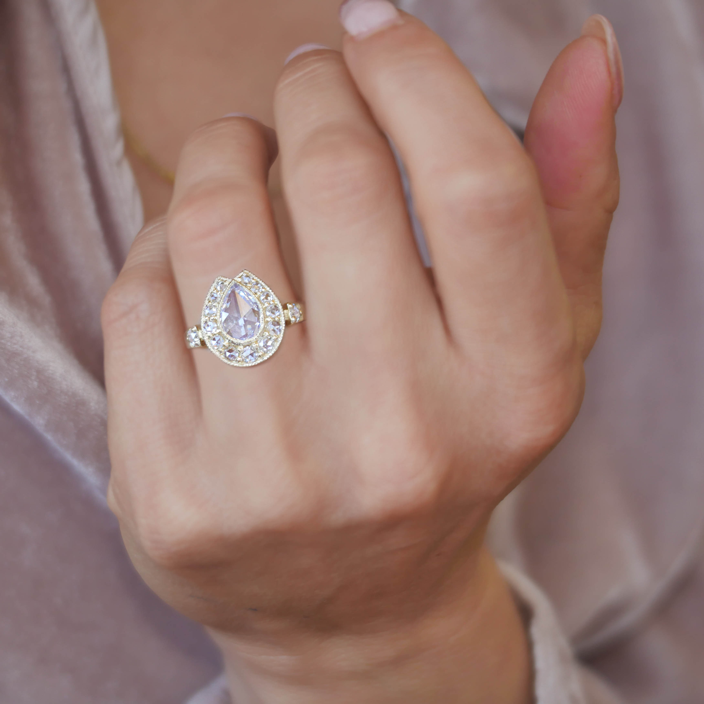 Custom Rose Cut Diamond Horseshoe Ring