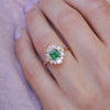 Custom Deco Asscher Diamond Mosaic Ring with Emerald