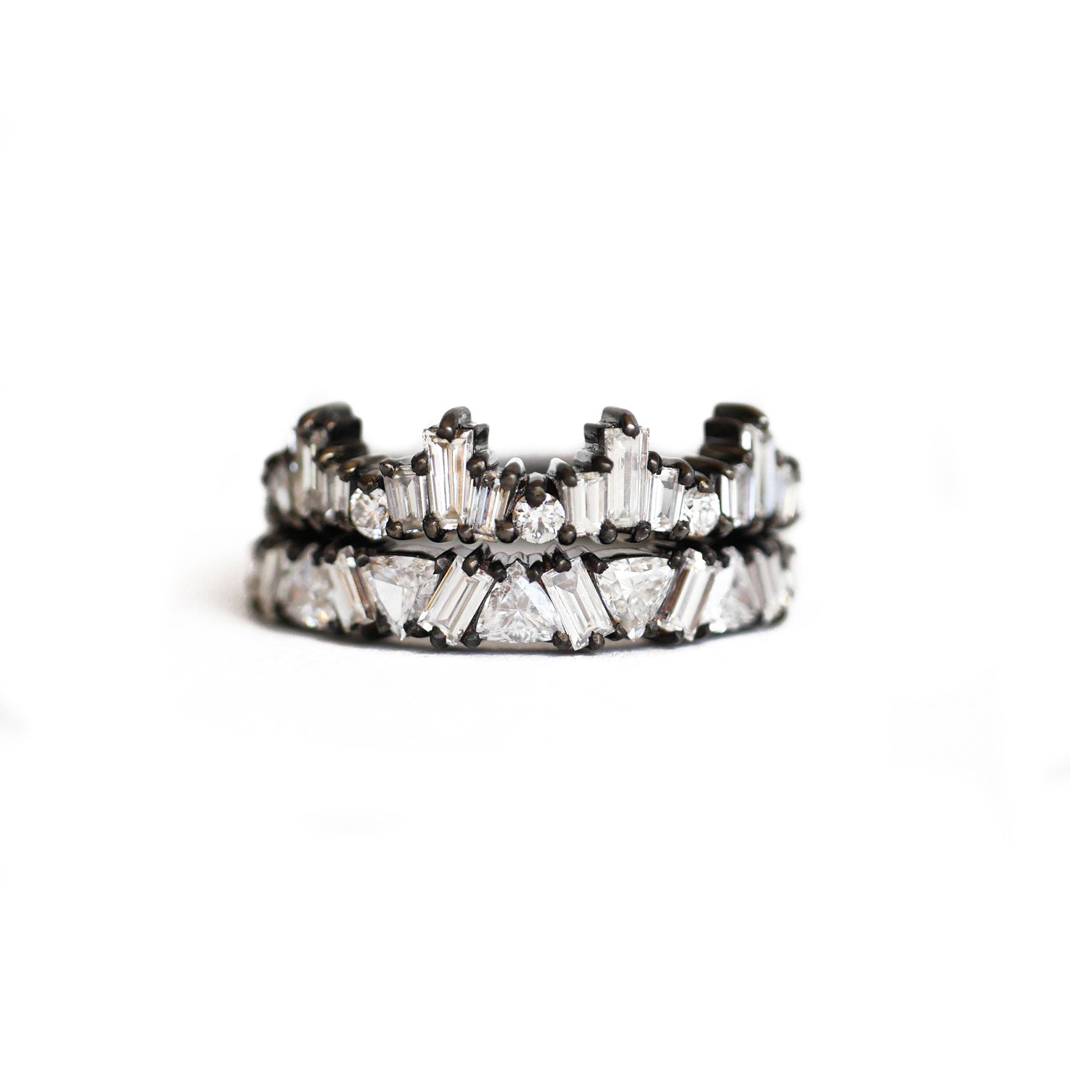 Custom Black Rhodium Stacking Ring Set
