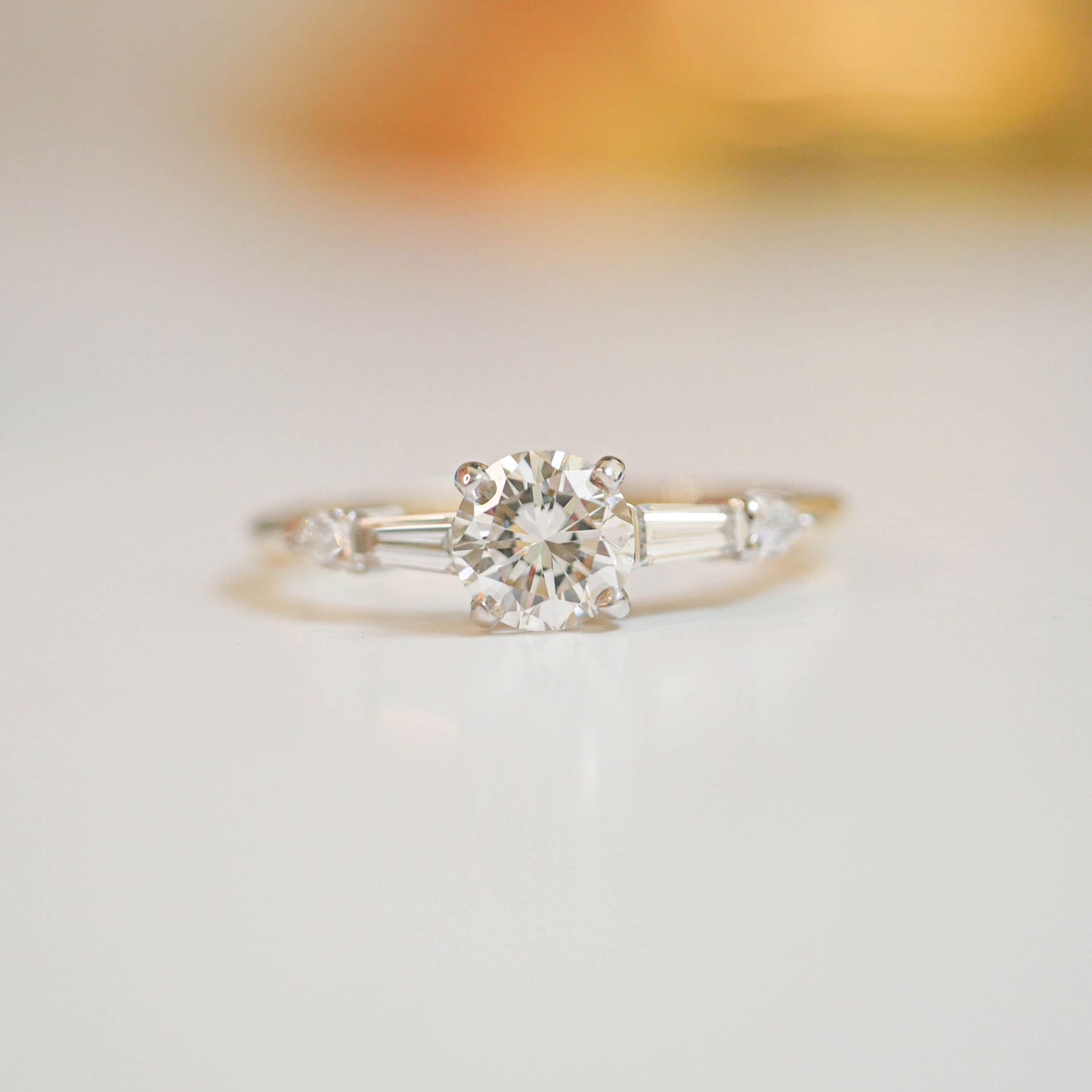 Custom Round Baguette & Pear Diamond Ring