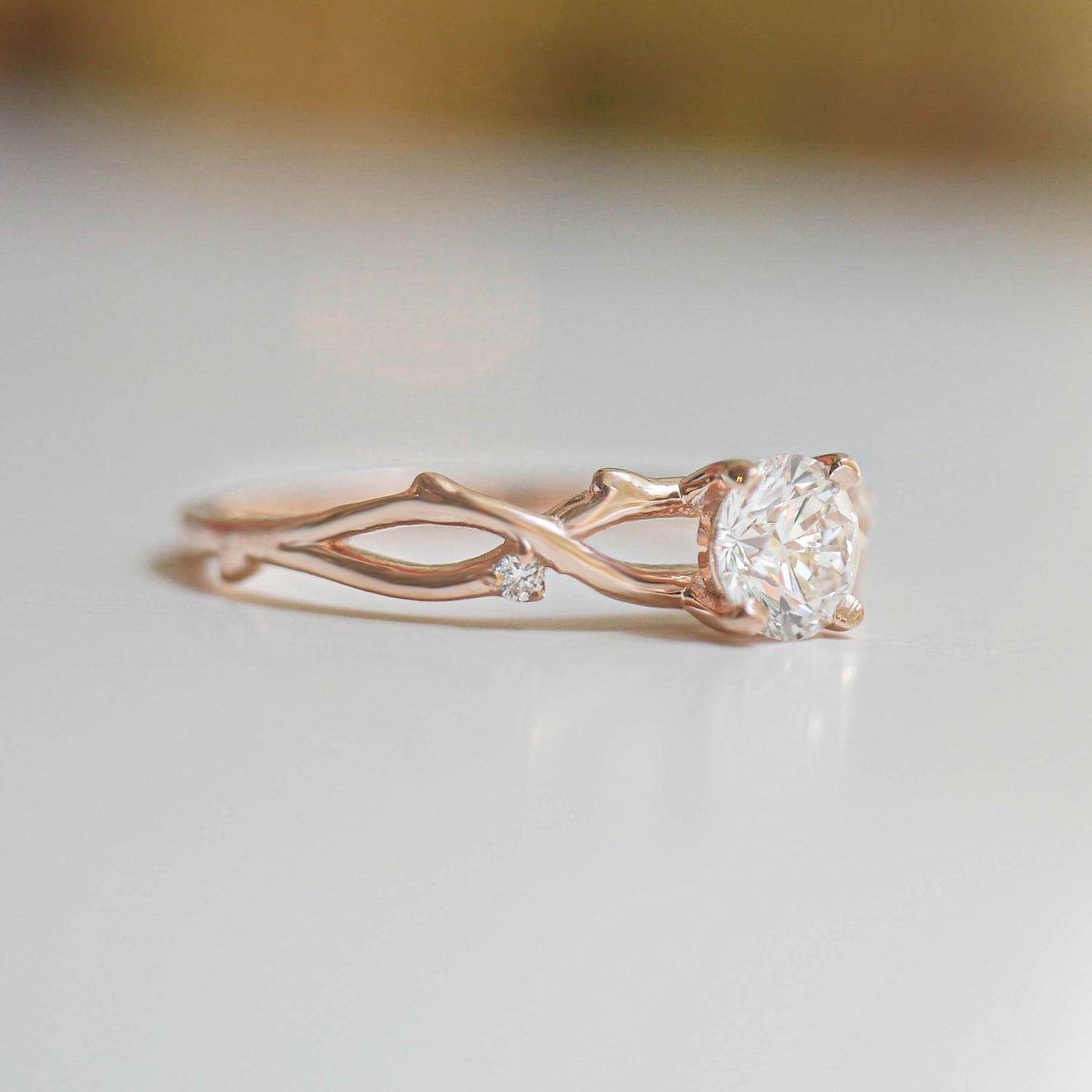 Custom Rose Gold Diamond Vine Ring