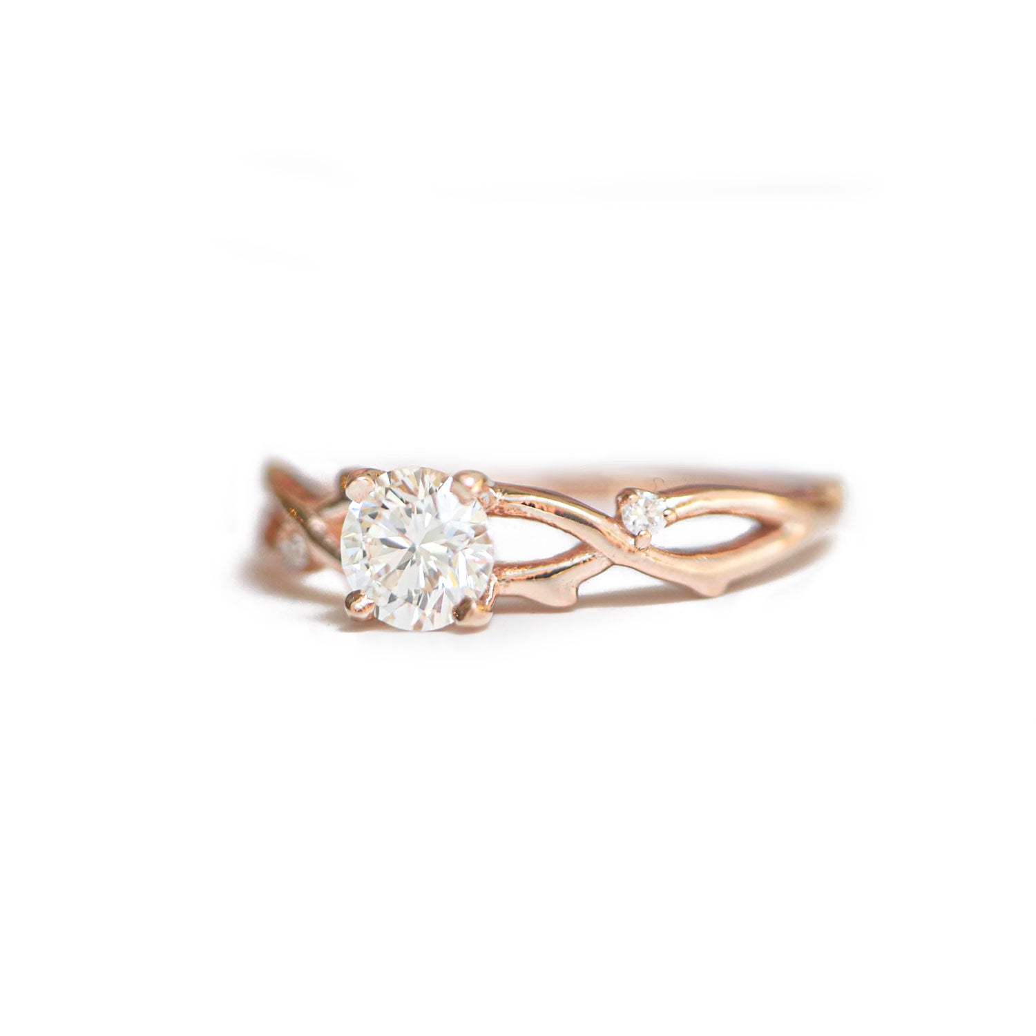 Custom Rose Gold Diamond Vine Ring