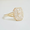 Custom Split Shank Emerald Ballerina Diamond Mosaic Ring