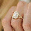 Custom Split Shank Emerald Ballerina Diamond Mosaic Ring