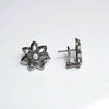 Black Rhodium Diamond Flower Earrings